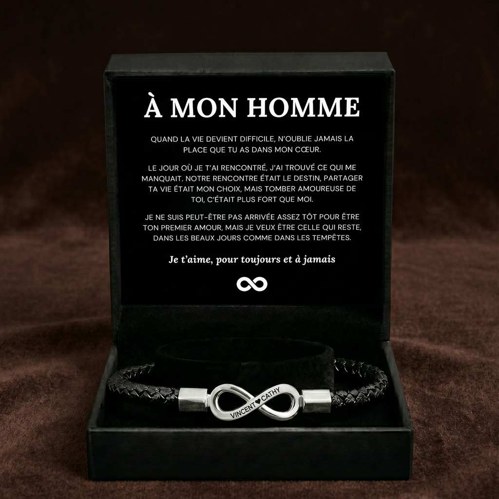 Bracelet À Mon Homme argent dans son écrin cadeau