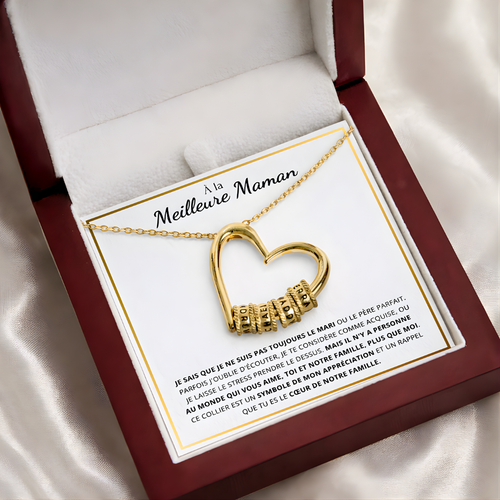 Collier cœur personnalisé avec prénoms gravés - vue principale